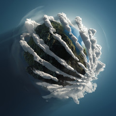 Wall Mural - striped clouds over the planet