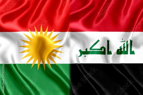 Foto  Kurds and Iraq flag silk