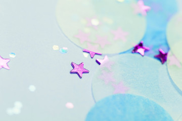 Blue festive confetti, glitter and stars