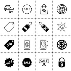 Canvas Print - Set of 16 price filled and outline icons