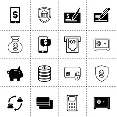 Canvas Print - Set of 16 banking filled and outline icons