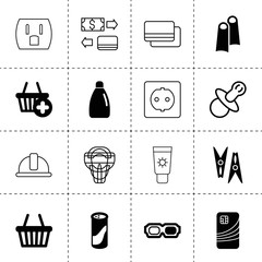 Canvas Print - Set of 16 plastic filled and outline icons