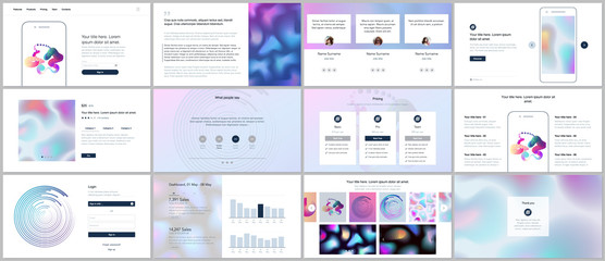 Wall Mural - vector templates for website design, minimal presentations, portfolio with geometric patterns, gradi