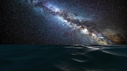 Wall Mural - Subtle light from the Milky Way reflecting off the ocean's surface creates a relaxing, pleasant nature scene. 