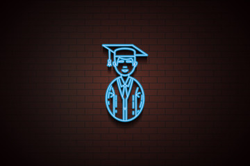 Poster - avatar student icon in neon style. One of Avatars collection icon can be used for UI/UX