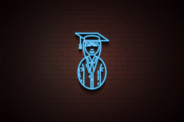 Poster - avatar girl student icon in neon style. One of Avatars collection icon can be used for UI/UX