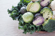 cruciferous vegetables, cauliflower,broccoli, Brussels sprouts, kale in wooden bowl, reducing estrogen dominance, ketogenic diet