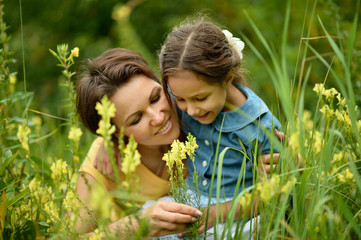 Sticker - mother and daughter at field