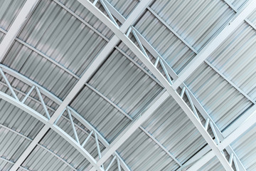 Wall Mural - metal truss roofing of the industrial building. inside view