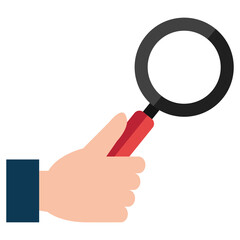 hand with magnifying glass icon