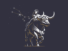 Sign Of The Zodiac Taurus. Bull.  Vector Illustration.