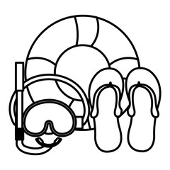 Poster - snorkel mask with float and sandals