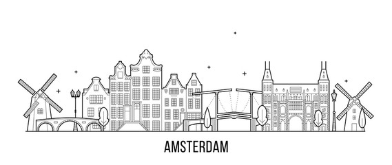 Wall Mural - Amsterdam skyline Netherlands vector city building