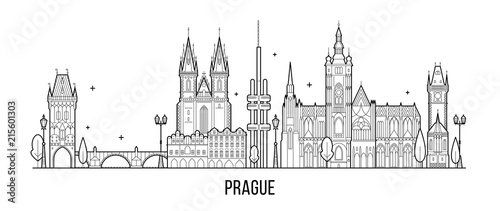 Prague skyline Czech Republic city building vector Canvas Print