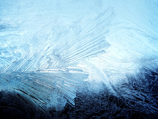 Wall Mural - Frosty pattern on winter window