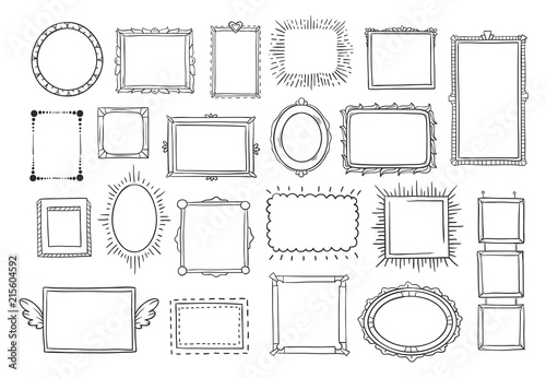 Hand Drawn Frames Vintage Doodle Sketch Picture Frame Blank Black Square Cadre Sketches Painted By Hands Vector Set Buy This Stock Vector And Explore Similar Vectors At Adobe Stock Adobe Stock