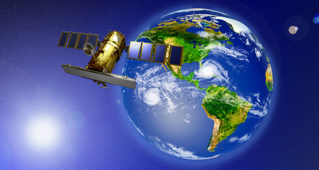 Wall Mural - space satellite orbiting the earth. elements of this image furnished by nasa