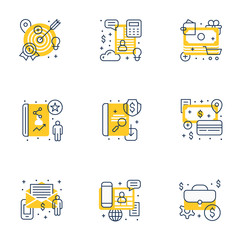 Wall Mural - set of 9 flat line business icons. flat line illustration concept for web banner and printed materia