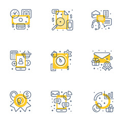 Wall Mural - set of 9 flat line business icons. flat line illustration concept for web banner and printed materia