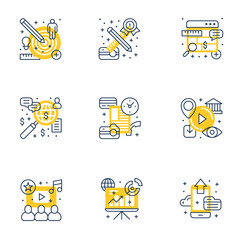 Wall Mural - set of 9 flat line business icons. flat line illustration concept for web banner and printed materia