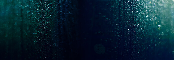 Panoramic Navy Blue bokeh lights Background