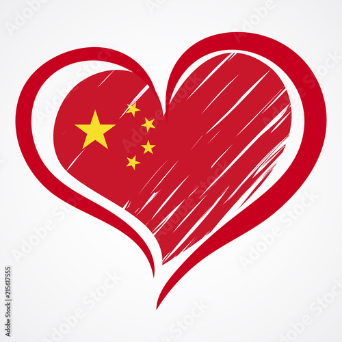 Foto China flag background. Love China emblem