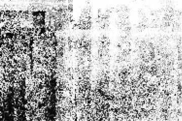 Wall Mural - Abstract monochrome grunge halftone pattern.  Vector illustration with dots. Modern urban distress background