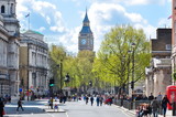 Fototapeta Londyn - Whitehall street and Big Ben, London, UK