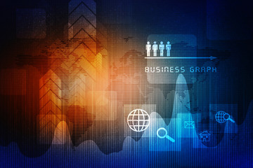 Poster - 2d rendering Stock market online business concept. business Graph 