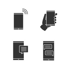 Sticker - Phone communication glyph icons set