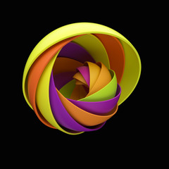 Fototapete - 3d render abstract background. A lot of semispheres cloned into spiral form with light twist.