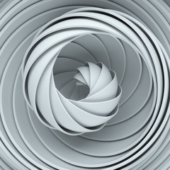 Fototapete - 3d render abstract background. A lot of semispheres cloned into spiral form with light twist.