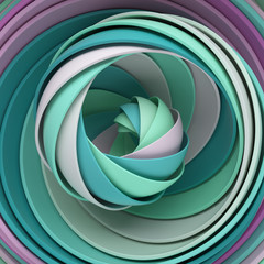 Fototapete - 3d render abstract background. A lot of semispheres cloned into spiral form with light twist.