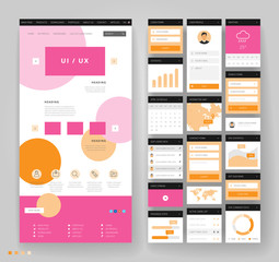 Wall Mural - website template design with interface elements