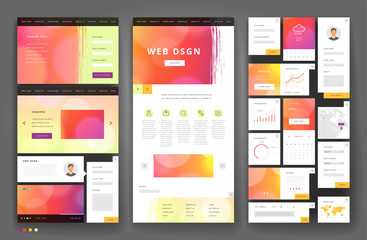 Wall Mural - website template design with interface elements