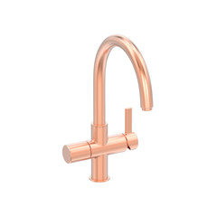 3D illustration isolated rose red gold chrome faucet on a white background