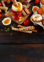 Wall Mural -  Soft-boiled egg with crisp bread