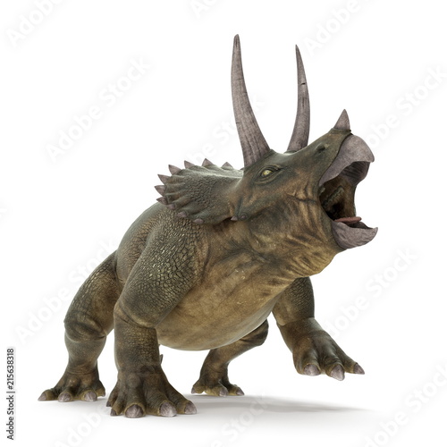 Naklejki dinozaury  dinozaur-triceratops-na-bialym-tle-ilustracja-3d