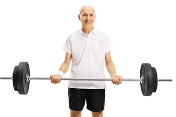 Sticker - Elderly man lifting a barbell