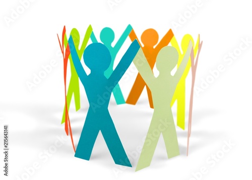 Colorful Paper People In A Circle Holding Hands Kaufen Sie Dieses Foto Und Finden Sie Ahnliche Bilder Auf Adobe Stock Adobe Stock