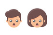 Astonished emoji male and female character