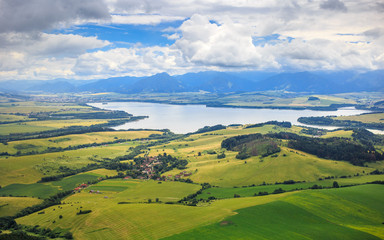 liptov panorama on liptovska mara water lake reservoir and low tatras