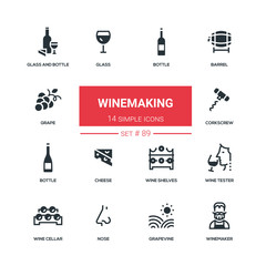 Wall Mural - Winemaking - flat design style icons set