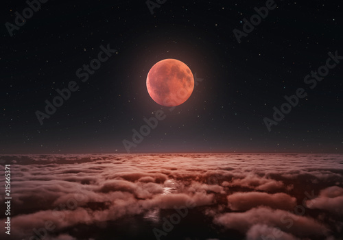 Cuadros en Lienzo Longest total Lunar eclipse, blood moon 2018.