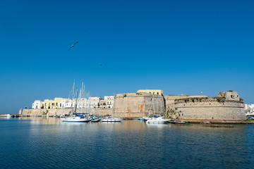 Old sea port of Gallipoli, Apulia, Italy, famous vacation destination with beatiful white sand beaches