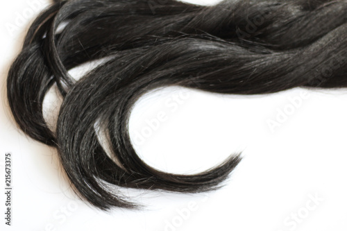 Lock Of Long Black Hair White Background Buy This Stock Photo