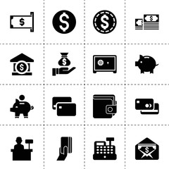 Canvas Print - Set of 16 bank filled icons