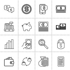 Wall Mural - Set of 16 financial outline icons