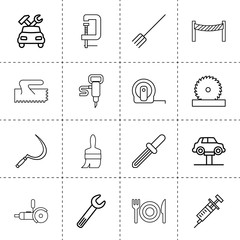 Canvas Print - Set of 16 tool outline icons