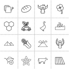 Canvas Print - Set of 16 nature outline icons